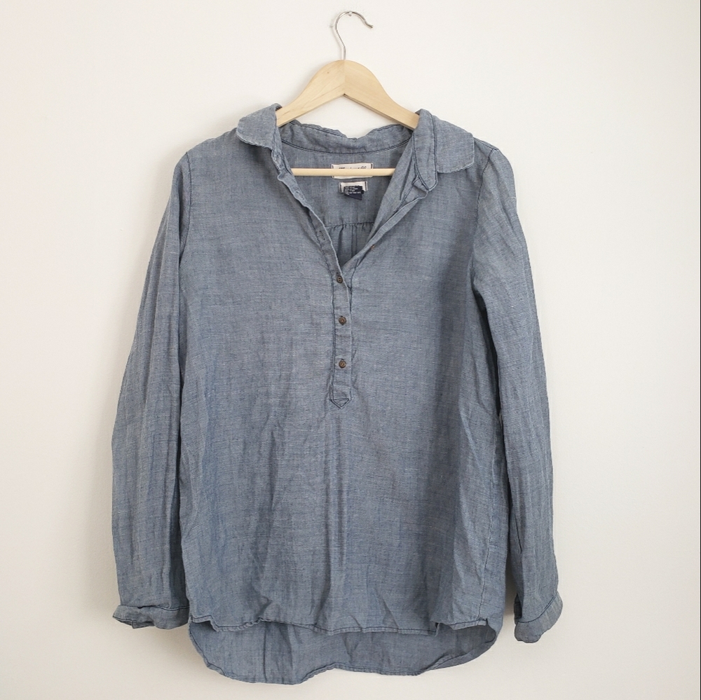 Madewell Chambray Half Button Down Top